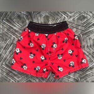 Disney Baby Red and Black Mickey Swim Trunks